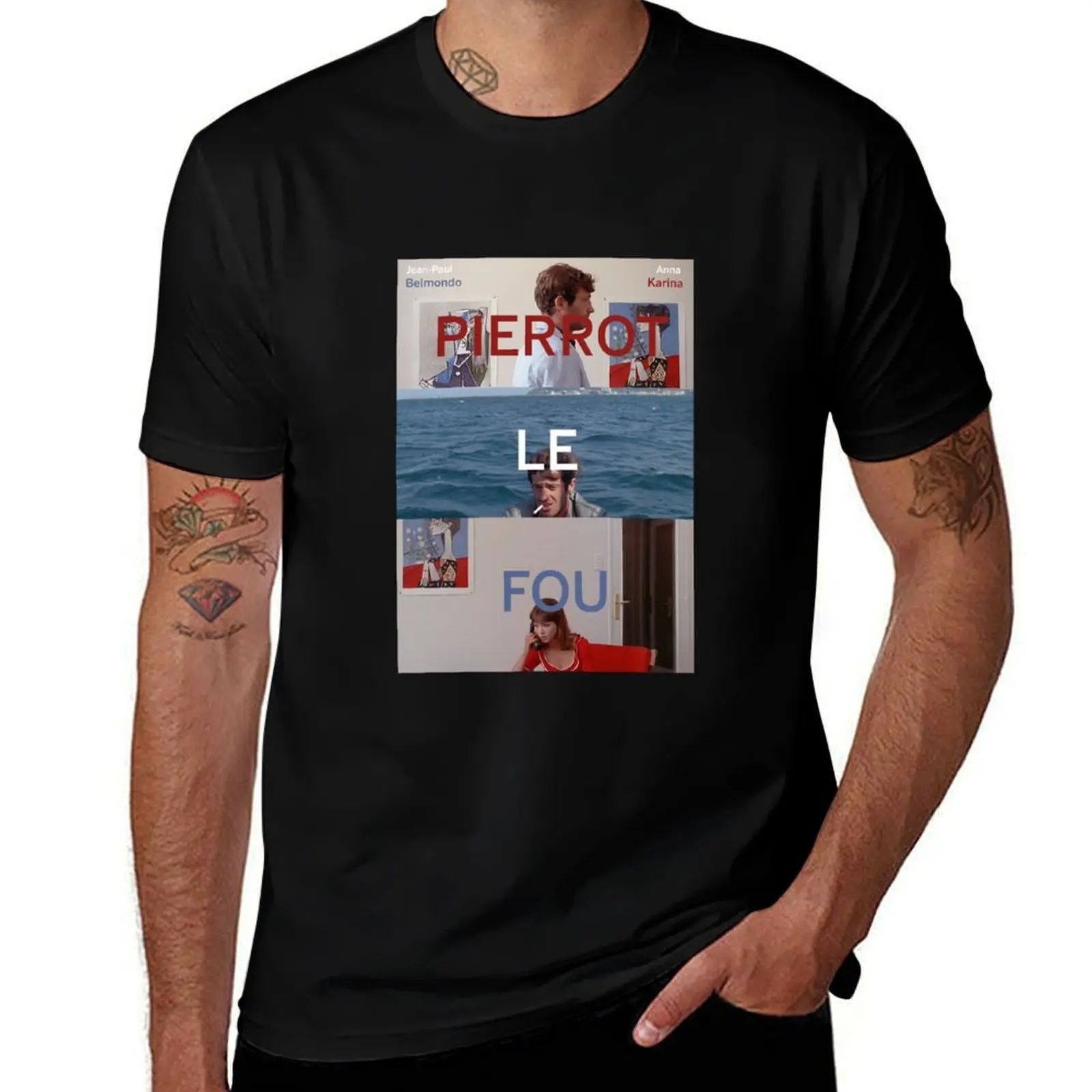 

Pierrot Le Fou Poster, Anna Karina and Jean-Paul Belmondo T-Shirt anime tshirt cotton t shirts high quality T-Shirt