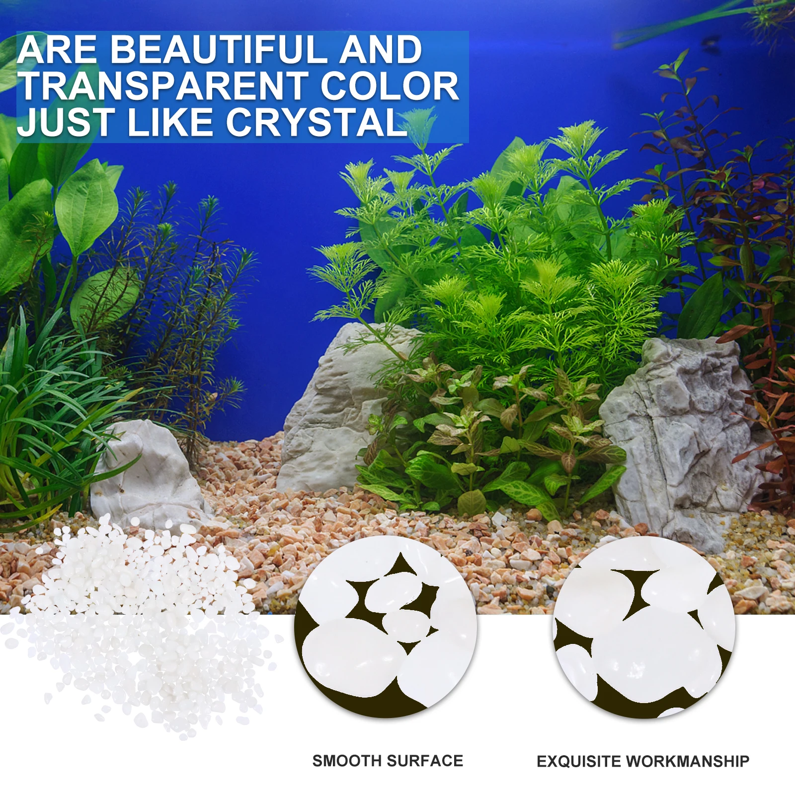 

500G Colorful Crystal Glass Stones Aquarium Fish Tank Decor Heavy Duty Transparent Substrate Safe For Aquatic Pets Glass Pebbles