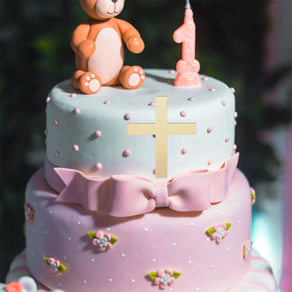 

24pcs Cross Cupcake Topper Acrylic Cake Decor For Baby Shower Wedding Birthday Baptism Party Dessert Decoration Unique Simple