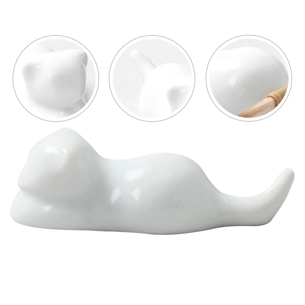 حامل أقلام على شكل قطة من السيراميك لفرشاة الخط وأقلام الحبر وديكور سطح المكتب وإكسسوارات الكتابة ومنظم الدراسة الفنية الصغيرة هدية #3