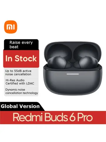 Xiaomi Redmi Buds 6 Pro TWS Earphone 55dB Active Nolse Cancellation 36 Hours Battery 3 MIC Al Clear Call Bluetooth 5.3 Earbuds
