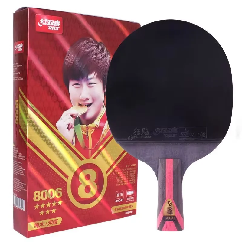 

Genuine DHS 8 Star 8002/8006 Professional Offensive Table Tennis Racket With Hurricane 3 And 8 Rubber ALC Carbon Paddle with Bag