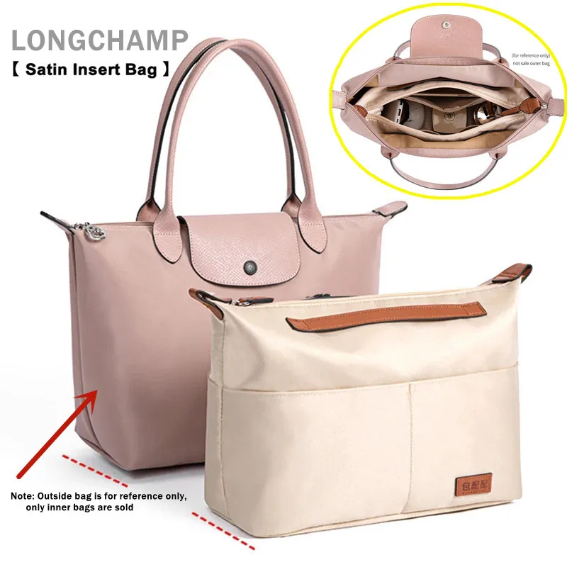 Accessoires de doublure intérieure pour sacs à main Longchamp LE PLIAGE, extension de l'espace, anti-collimaire, tissu satiné, poche d'insertion