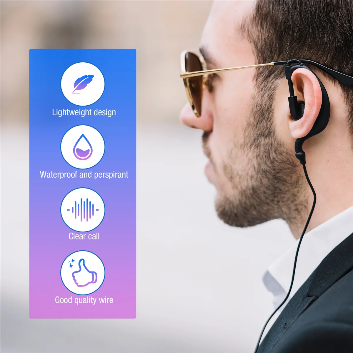 POP-l2Pin G forme écouteur PTT micro oreille crochet casque pour Kenwood Puxing Wouxun BaoFeng