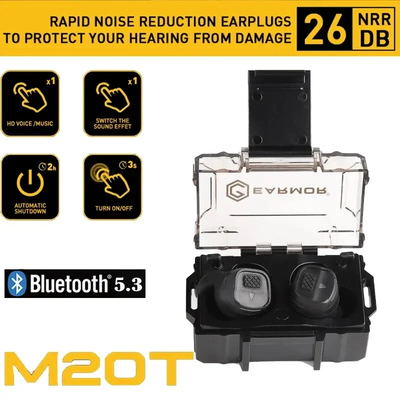 Earmor Bluetooth tappi per le orecchie M20T BT5.3 Ver militare elettronico riduzione del rumore protezione dell\'udito tappi per le orecchie per la