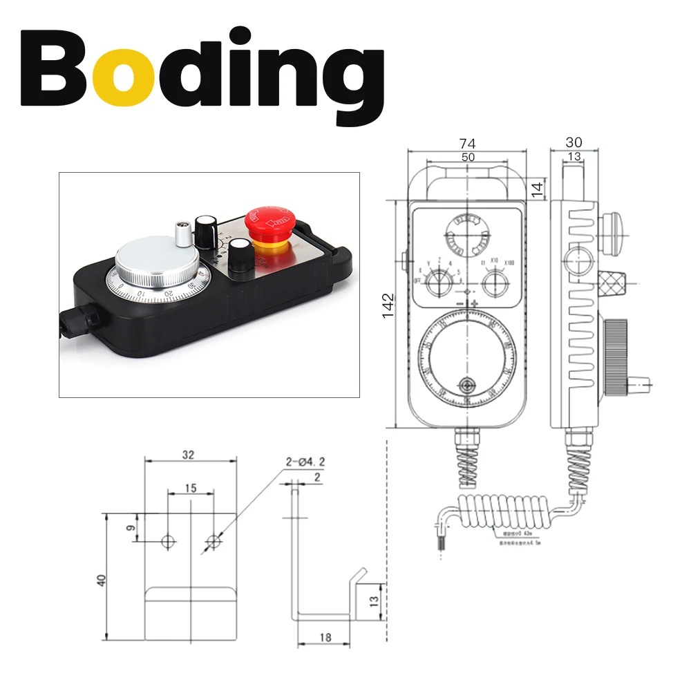 BODING CNC MPG Pendant HandWheel 4 6 Axis Hand Wheel 100 Pulse 5v For FAGOR GSK Siemens MITSUBISHI FANUC System