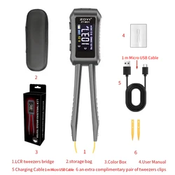 ZOYI ZT-MD1 Intelligent Digital LCR Bridge Tweezer, SMD Component Tester Auto Recognition for Resistance Capacitance Inductance
