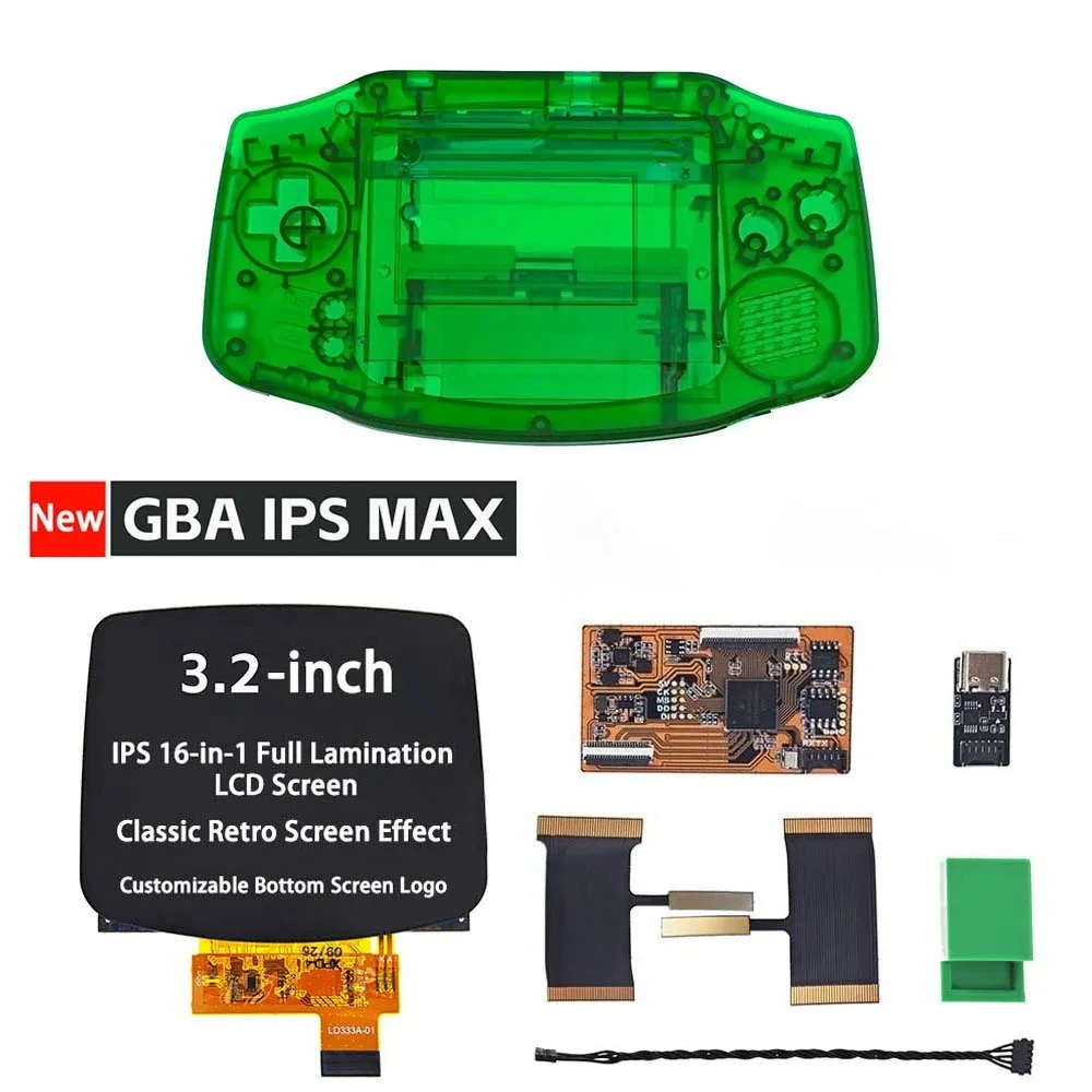 

For GBA 3.2-Inch IPS MAX Laminated LCD Screen Kits With Housing Button Silicone pad for GameBoy Advance Console