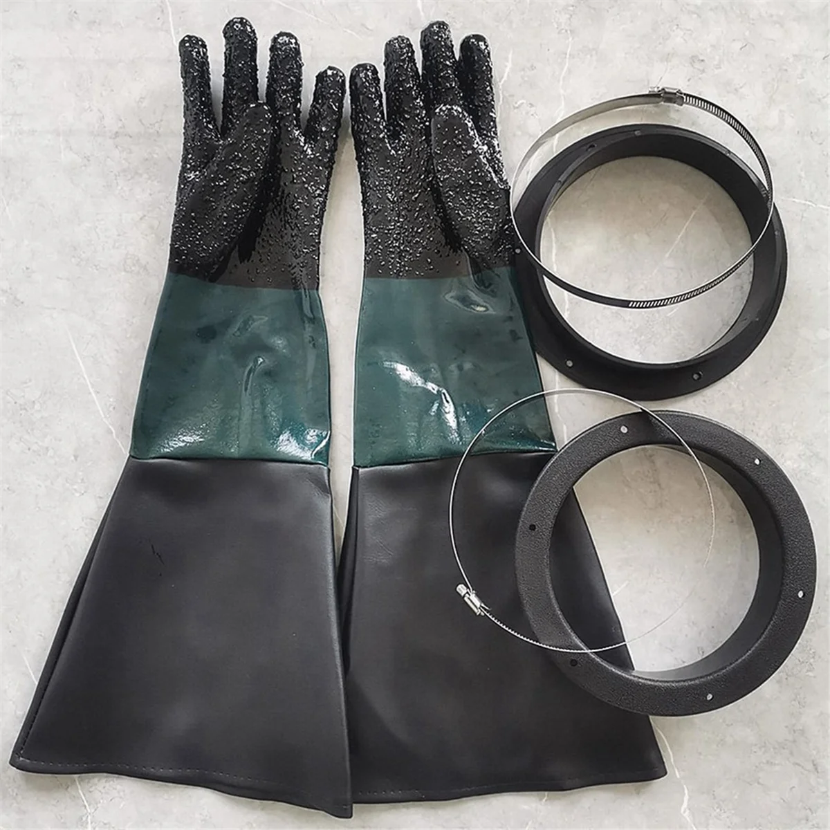 Sandblasting Gloves SandBlaster Parts 60cm with O Rings for Sandblast Cabinet