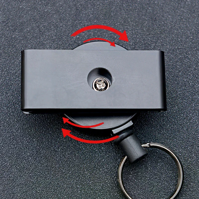 Retractable Keychain Badge Holder Reel With Multitool Carabiner Clip Heavy Duty Key Ring Steel Wire Lanyard Name Tag