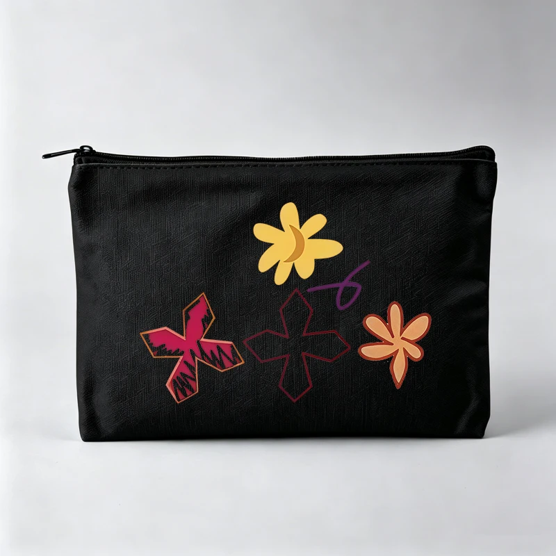Floral Graphic Makeup Bag, Abstract Flower Print Cosmetic Pouch for Daily Use