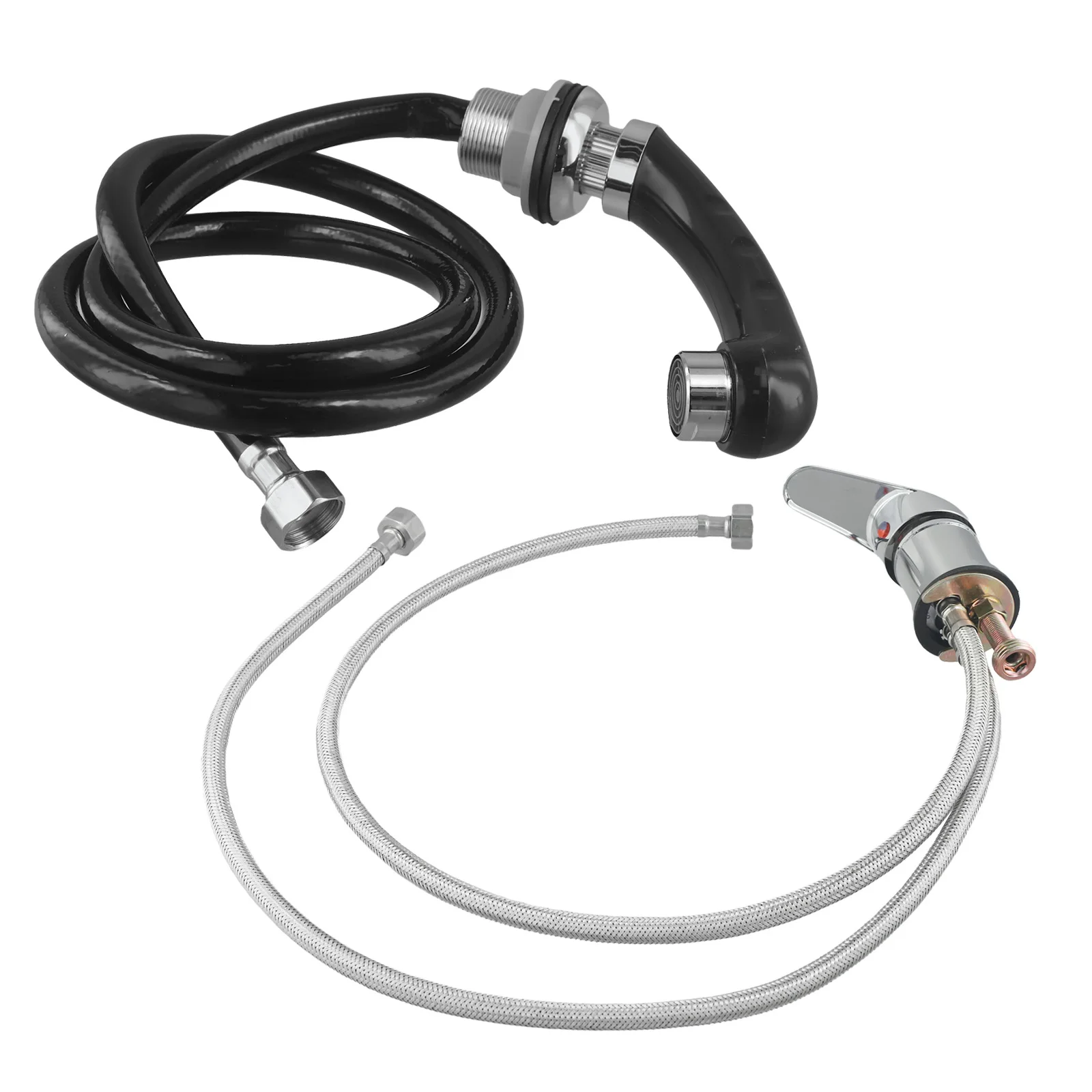 Chrome Single Handle Hand Shower With Hose Hairdressing Salon Complete Chrome Fitting Extended Reach Fabric Hose