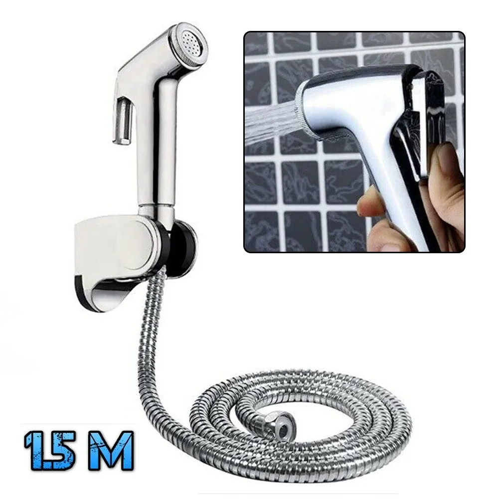New Set Handheld Holder Shower Head Bidet Spray Muslim Toilet Hose Hygienic Jet Multi-functional 150cm Bathroom view 6