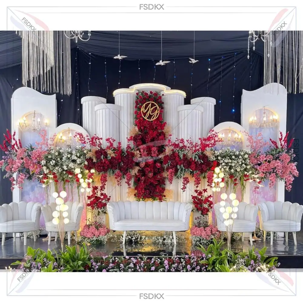 Luxury Design Christmas Wedding Backdrop PVC Wedding Backdrop White Customized Style Stage Decor Wall Acrylic Wedding Backdrop