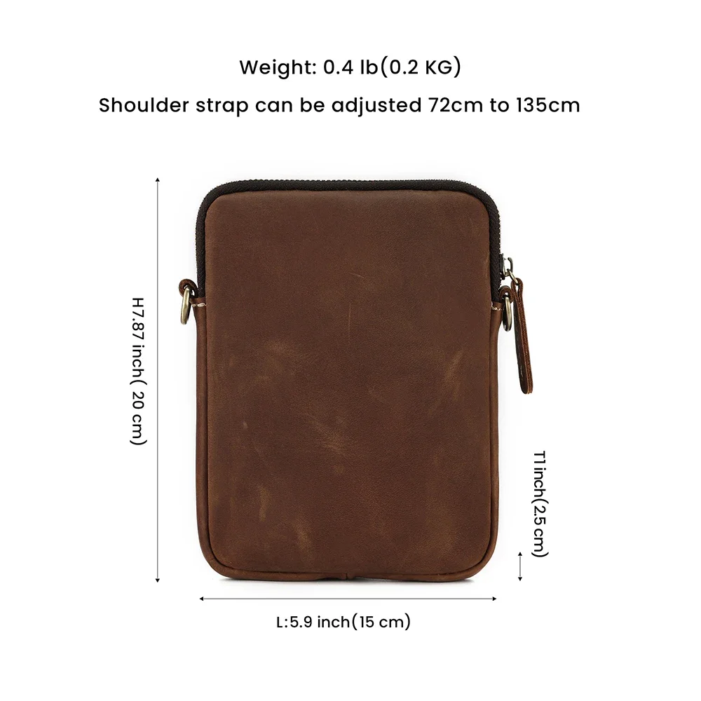 JOYIR Men Shoulder Bag Crazy Horse Leather Retro Travel   Messenger Bag Casual  Small Cell Phone Man Purse Crossbody Bags