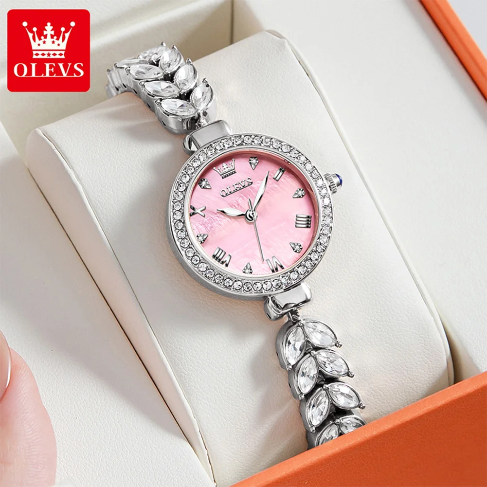 OLEVS 9971 Top-Marke Damen-Quarzuhren mit Diamantlünette, Leuchtziffern, wasserdicht, elegante Mode-Armbanduhr für Damen