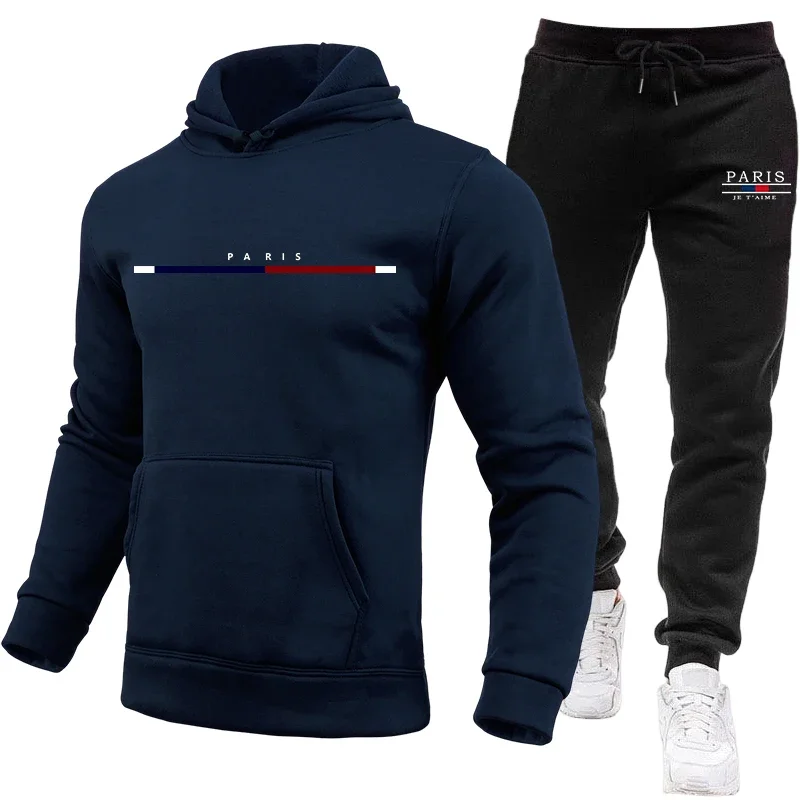 Hot Sales Men's Tracksuit Casual Hooded Sweatshirts Outdoors Sports Jogging Clothing Autumn Winter Versatile Single Hoodie Pants
