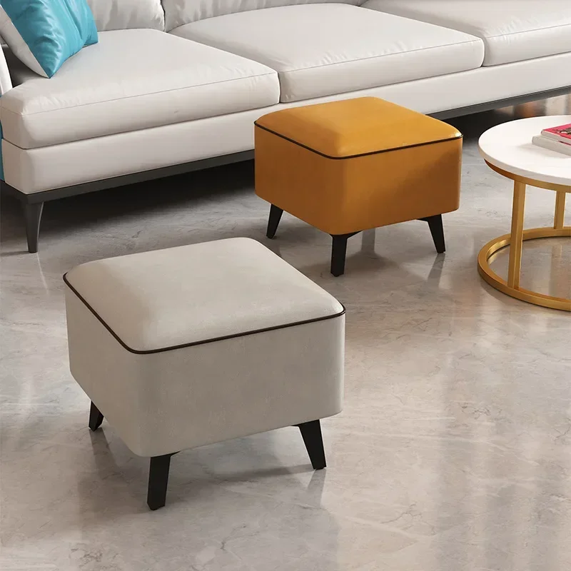 

Small Low Shoe ChangingSquare Stool Living Room Sofa a Block of Wood Or Stone Bench Solid Wood Leather