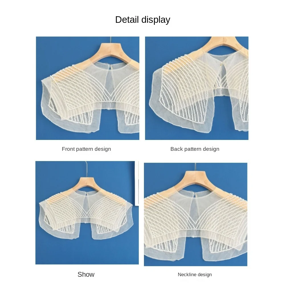 여성용 레이스 칼라 오간자 자수, 레이스업 숄, 분리형 셔츠 칼라, 원피스 블라우스 장식, 페이크 칼라, 패션