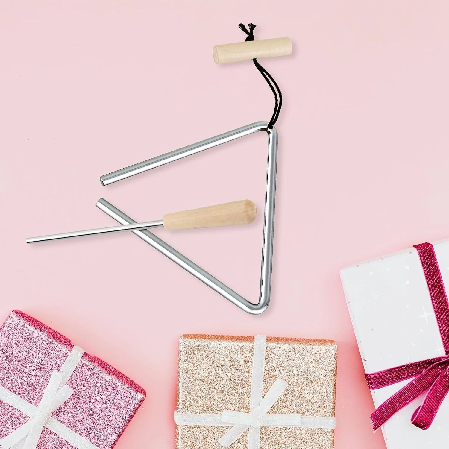 مجموعة أدوات مثلثة احترافية مكونة من قطعة واحدة، أداة موسيقية قرع ممتعة مع مضرب |   تصميم محمول لأداء الموسيقى