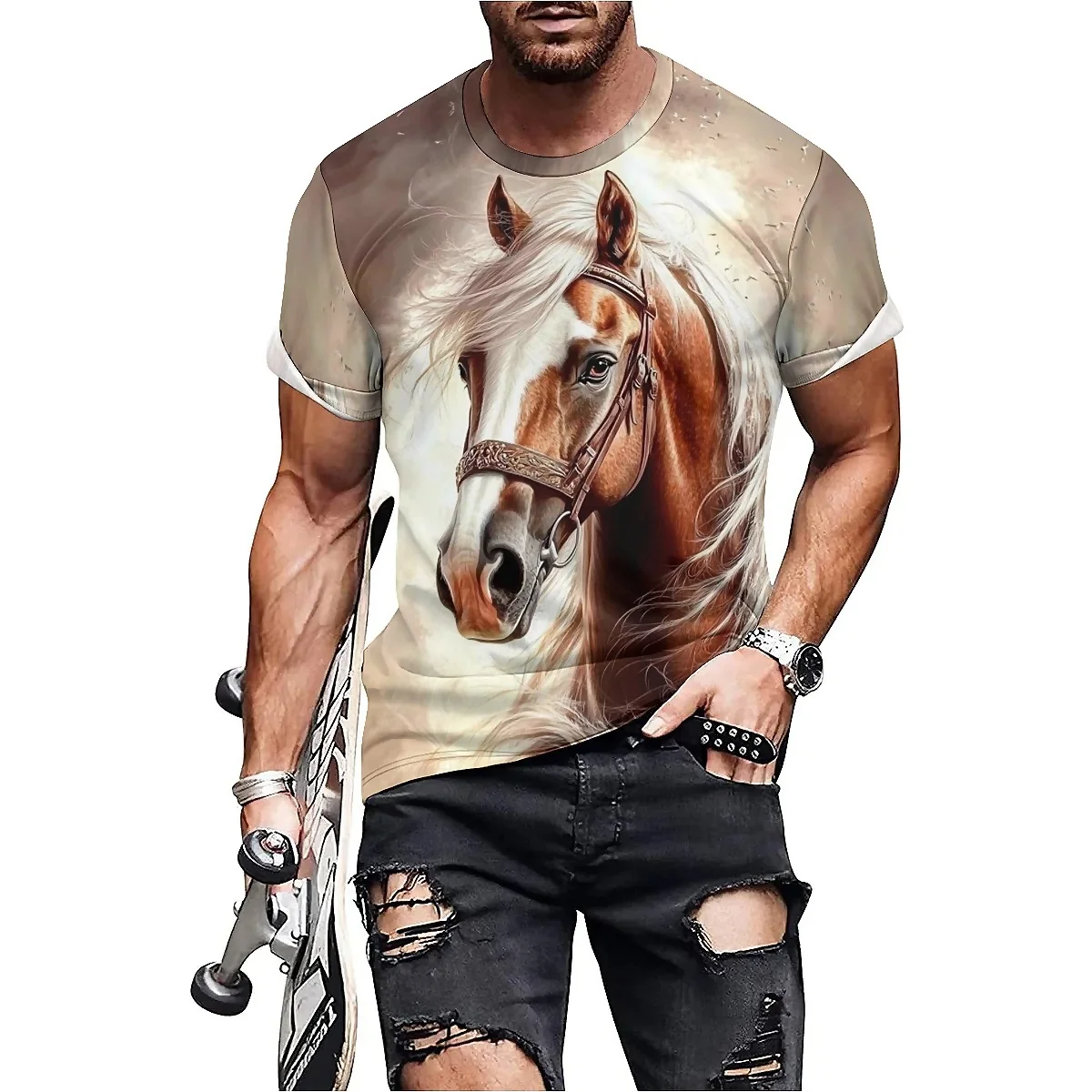 

Men's 3D Printed Short Sleeve T-Shirt - Summer Sports Cyberpunk, Men's Basic Top