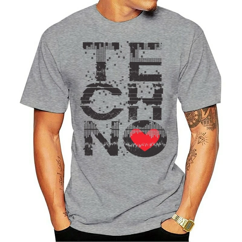 Love Techno t-shirt Men Music Personalized White T Shirt Costumes Teenager Round Neck Original Detroit Techno Tops