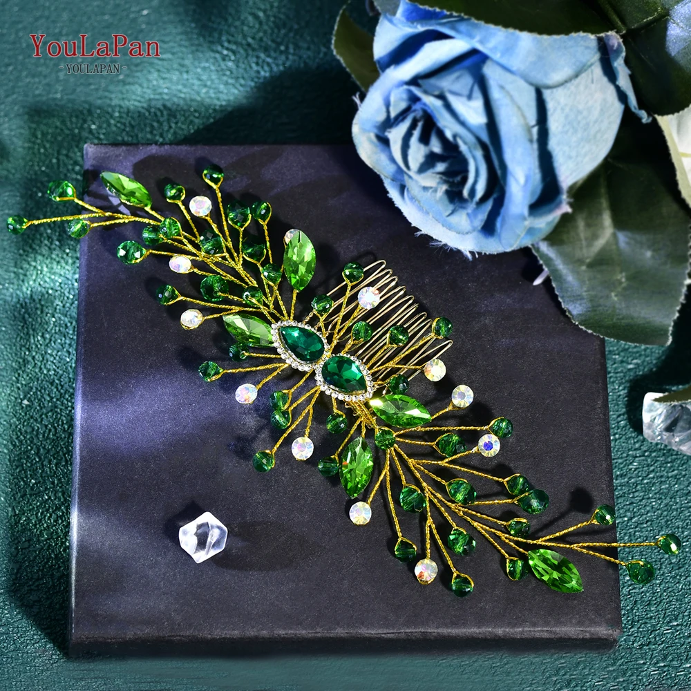 YouLaPan Splendido strass pettine per capelli spose copricapo gioielli per capelli fatti a mano donne banchetto pettine laterale copricapo ornamento HP847