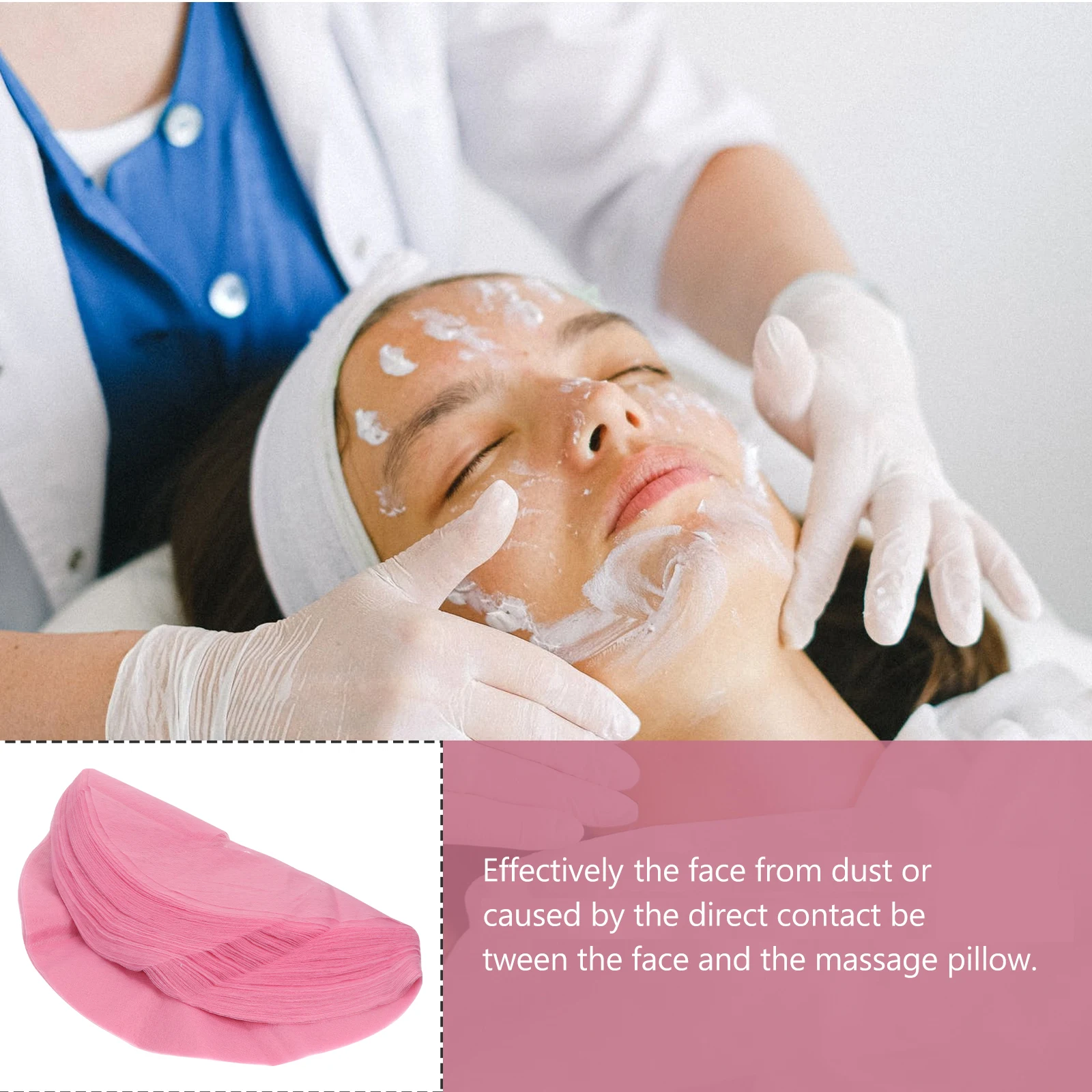 

50pcs Disposable Beauty Salon Face Pads Non Woven Massage Bed Cover Cushion Hole Towel Dust Prevention Spa Clinic Hospital Use