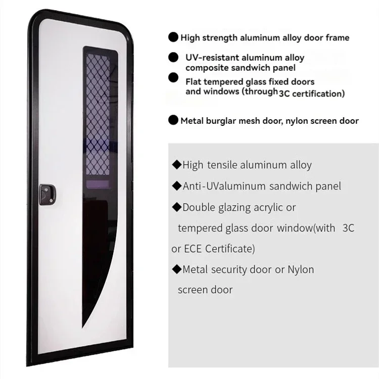 

New Rv door Big box cargo truck back camel tow hanging middle door knife type door with sunshade anti-mosquito