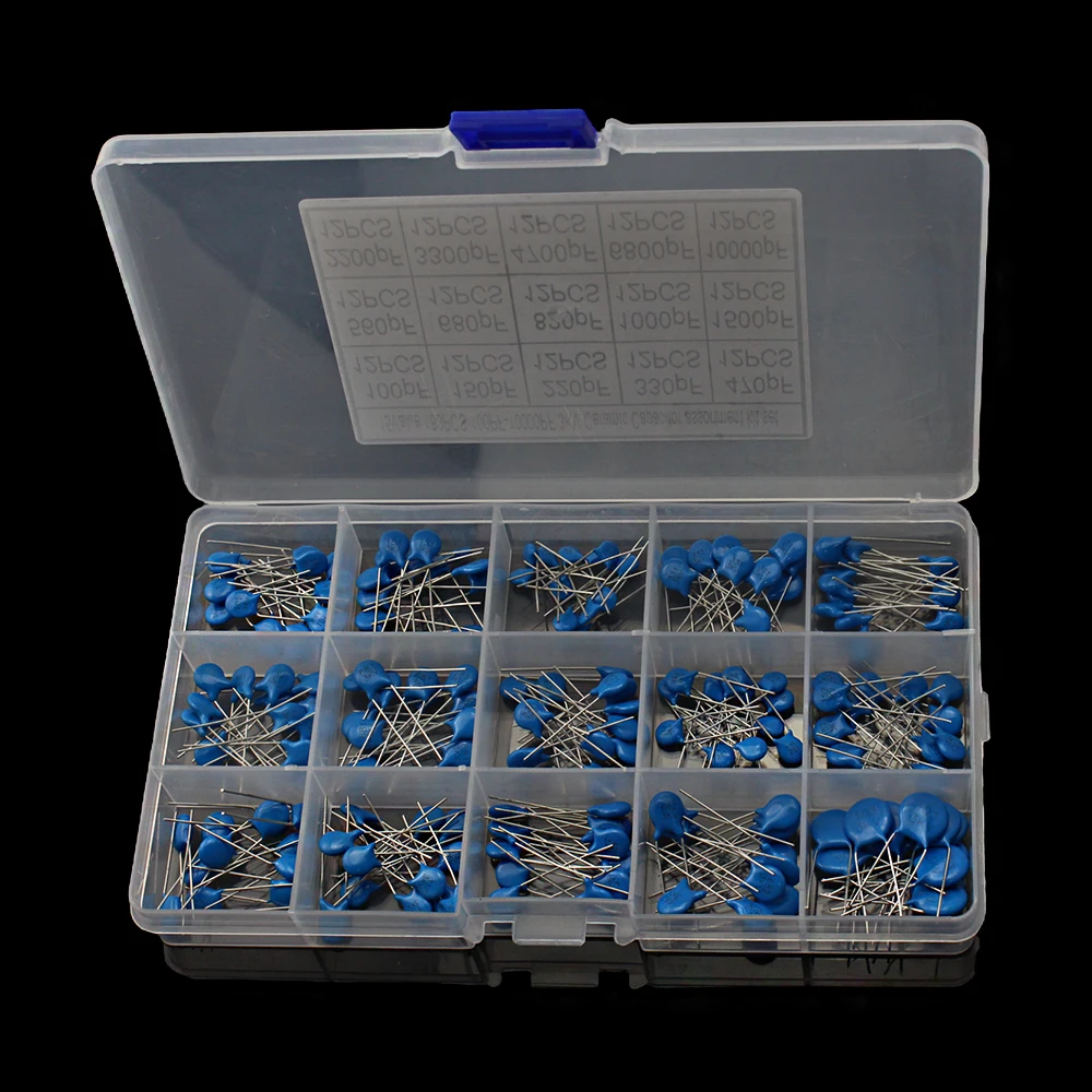 180PCS Ceramic Capacitor Kit 3KV High Voltage 100PF-10000PF 15 Values for Industrial Electrical Appliance DIY Projects