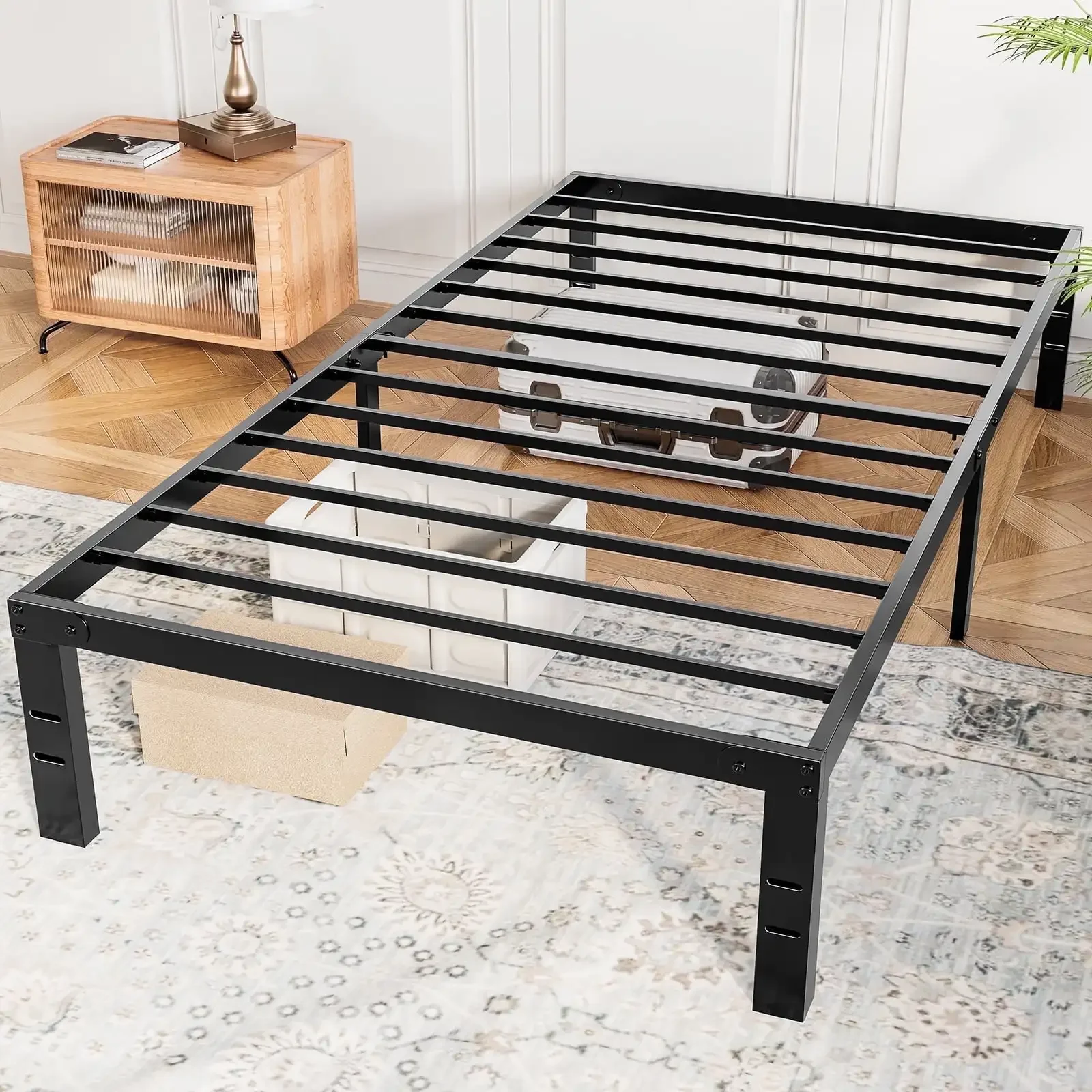 

14" Twin Bed Frame, Heavy Duty Metal Bed Frame with Underbed Storage for Bedroom, No Box Spring Required