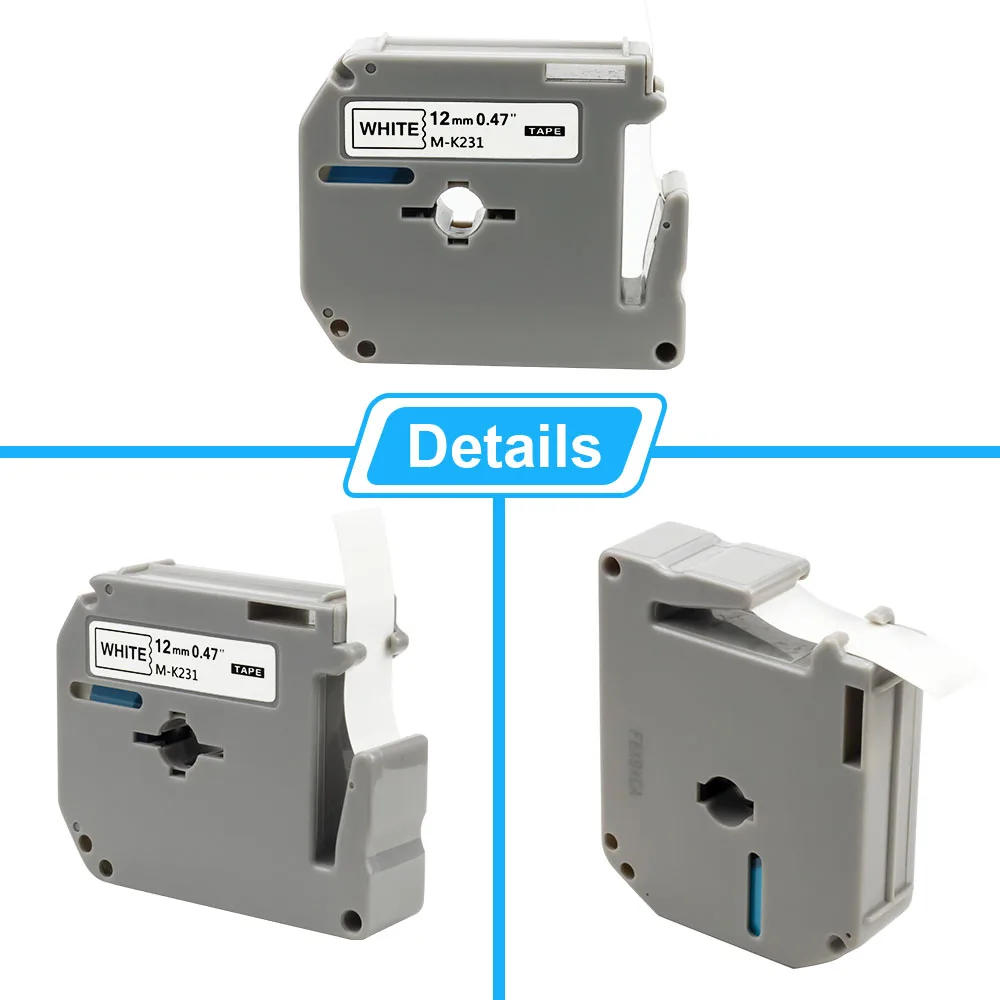 12 مللي متر/ملصق MK-231 MK-431 متوافق مع Brother MK231 MK631 131 شريط ملصقات لصانع الملصقات Brother P-Touch PT-65 PT-45M PT-90
