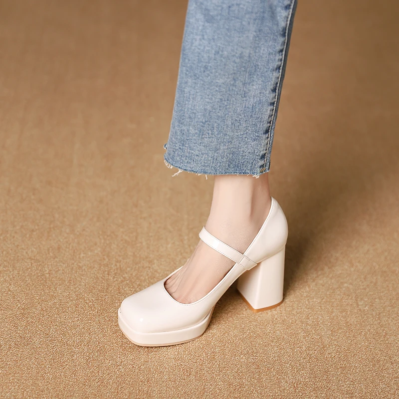 Mary Jane women's shoes new square head thick heel word buckle style fashion single shoes all kinds of women's shoes