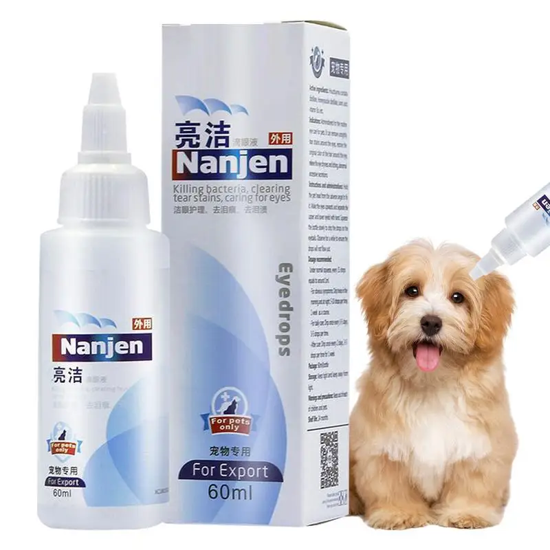 Dog Eye Wash Drops 60ml Cat Eye Cleaner Soothing Eye Wash Solution Gentle And Non-Irritating Drops For Dogs And Cats