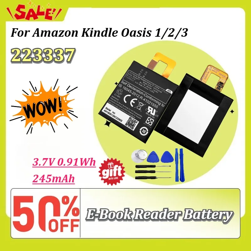 

Ultra High Performance Durable Rechargeable 245mAh 0.91Wh 223337 Li-ion Replacement Battery for Amazon Kindle Oasis 1/2/3