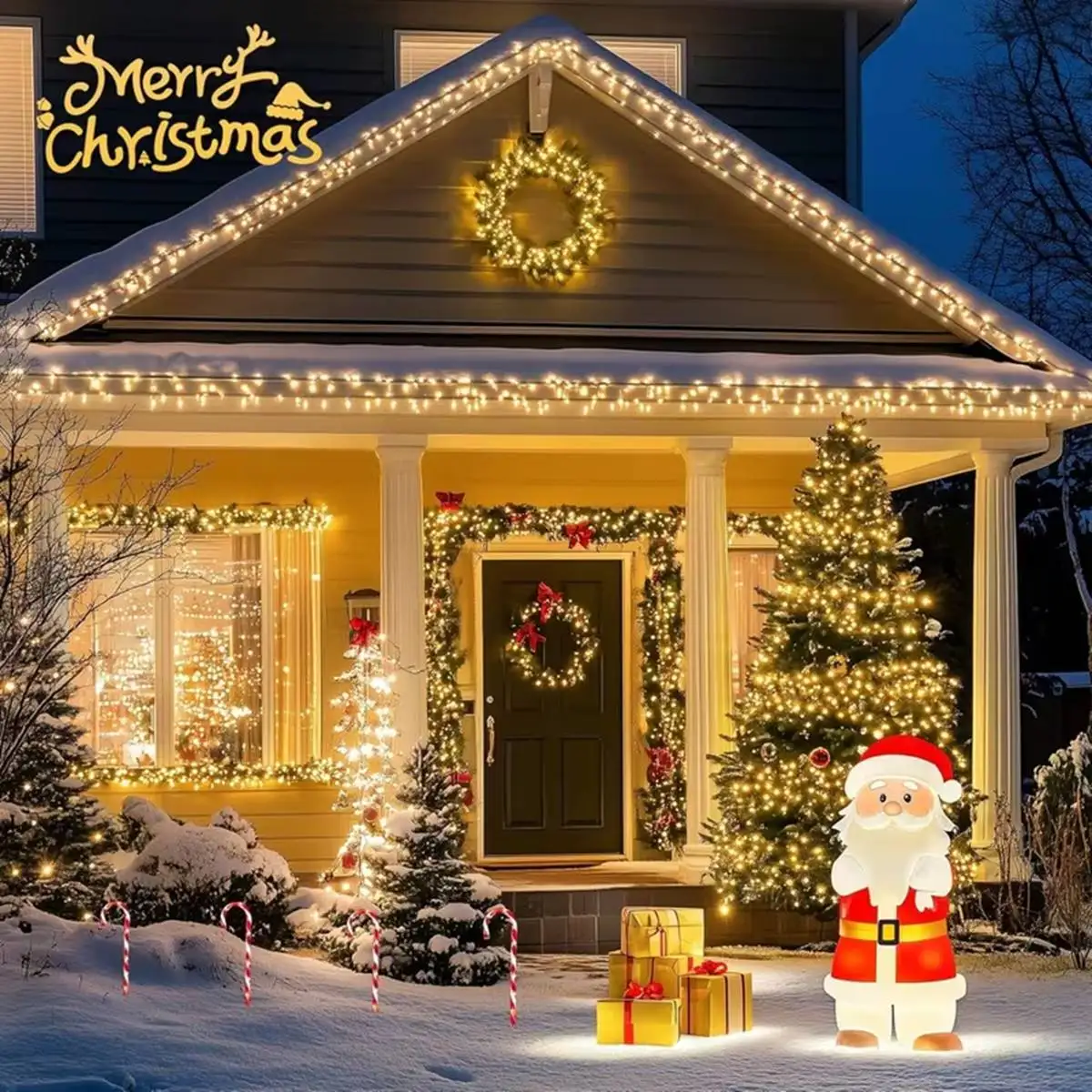 2/4/8 Pack Solar String Lights for Outside, Solar Christmas Lights Outdoor with 8 Lighting Modes- 800/400/200LED Green Wire Solar Powered Tree Light for Xmas Party Yard Garden New Year Decoration (Warm White)