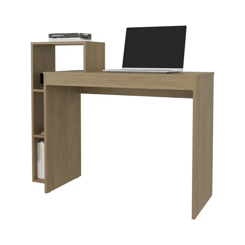 Natural Oak Computer Desk with Open Storage, Modern Design Desks for Home Office Use