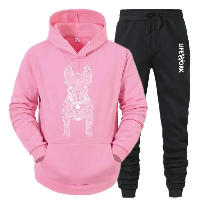 

2026 New autumn and winter men's women's sportswear hoodie+pants 2-piece suit fashion trend hip-hop Y2K clothing