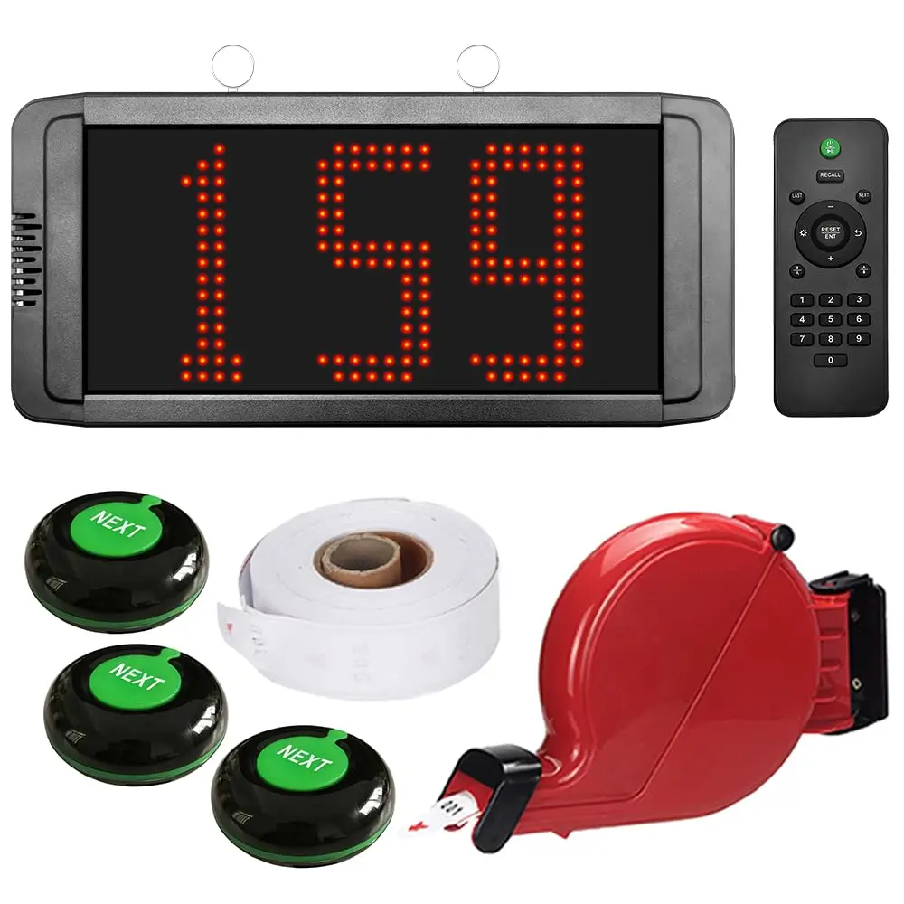 Wireless Queue Calling System with Ticket Dispenser, 433.92MHz Electronic Queue Management for Restaurant