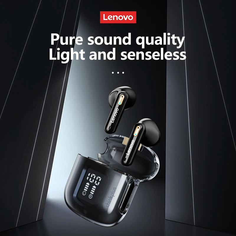 Lenovo-오리지널 LP6 프로 블루투스 5.3 이어폰, TWS 무선 헤드폰, LED 디지털 디스플레이 HiFi 이어버드, 스포츠 게임 헤드셋