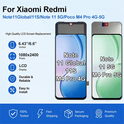 For Xiaomi Redmi Note 11 Global 4g 5g LCD Display 2201117TG Touch Screen M4 PRO 4G 5G Assembly Digitizer For Redmi Note 11S LCD