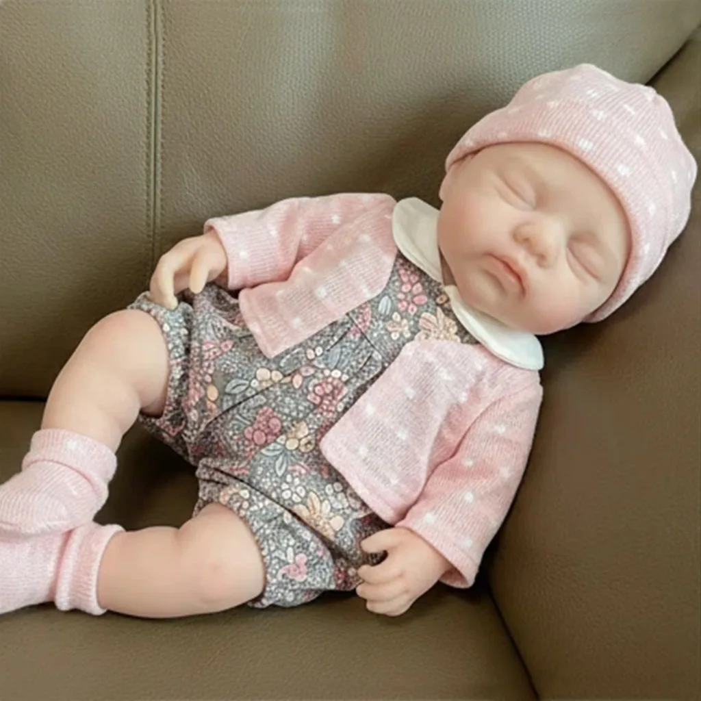 Bambola Reborn in Silicone Platino Flessibile ed Elastico, 12 Pollici, Bocca Apribile, Super Realistica, Mini Carina e Morbida