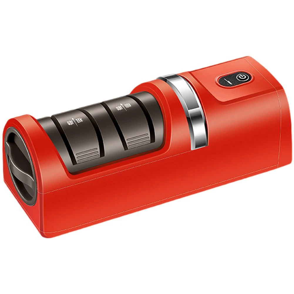 Dual slot electric sharpener for kitchen knives fruit knives and scissors with quick restoration and polishing