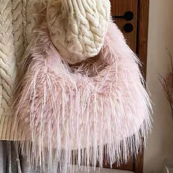 

Сумки-мессенджеры большой вместимости, зимняя мягкая теплая меховая сумка, дизайнерские женские плюшевые сумки на плечо, милые женские кошельки для монет 2025