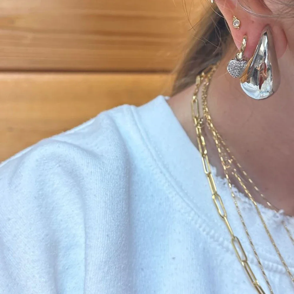 Chic Exaggerate Big Waterdrop Drop Earrings for Women Dupes Chunky Teardrop Stainless Steel Gold Plated Statement Ear Jewelry