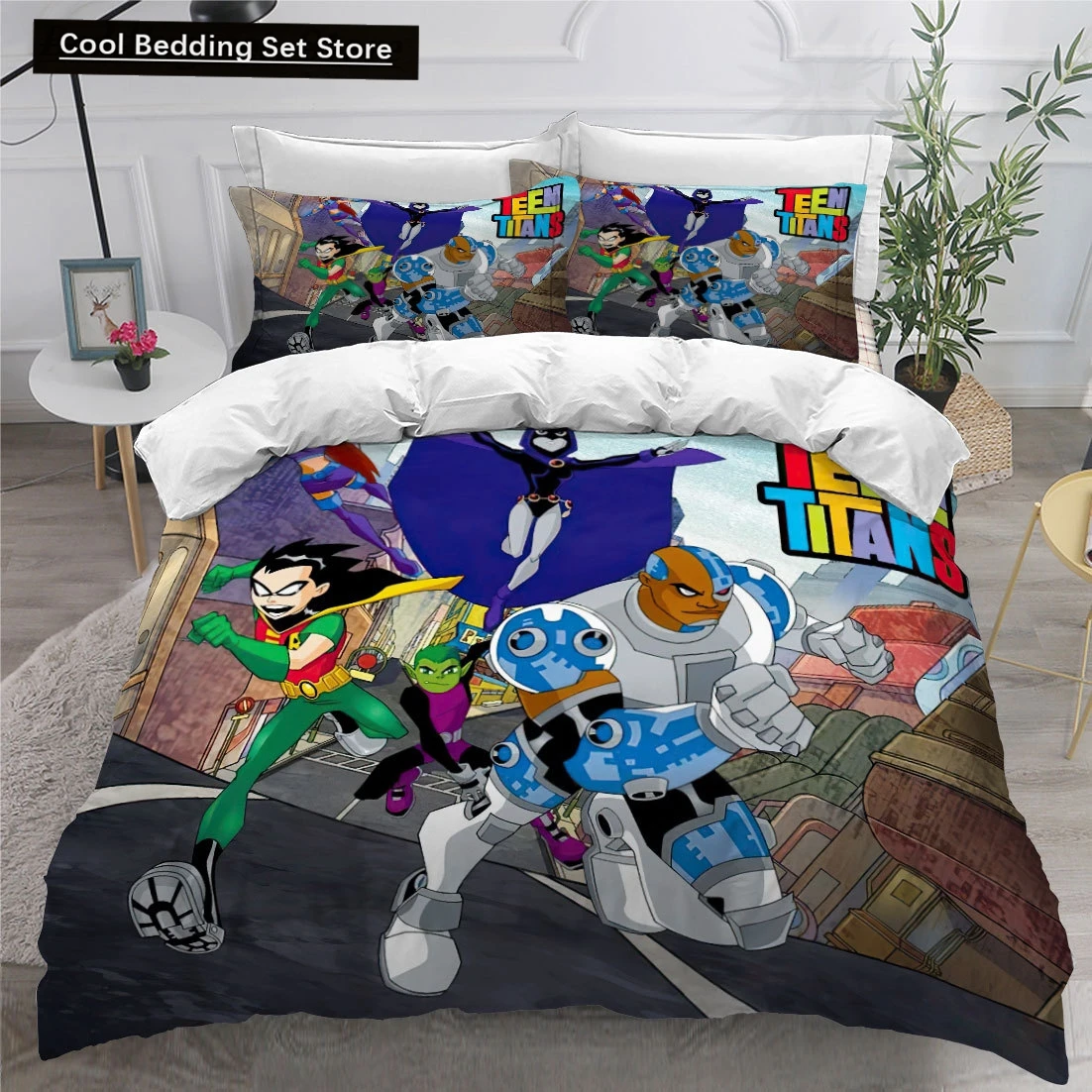 

Teen Titans Go Bedding Set Single Twin Full Queen King Size Anime Bed Set Aldult Kid Bedroom Duvet cover Sets 3D Print Anime