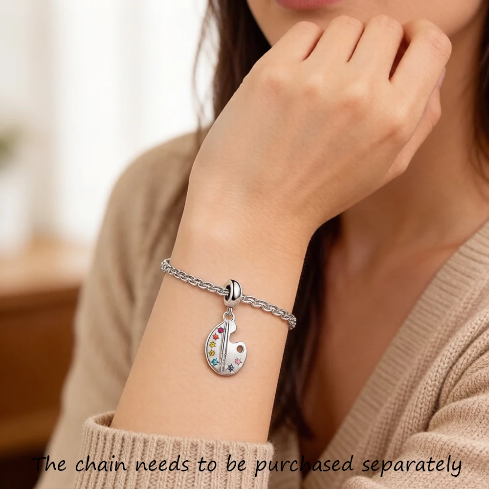 Painter Palette Charm For Women Men 2022 925 Sterling Silver Trendy Pendant Gift