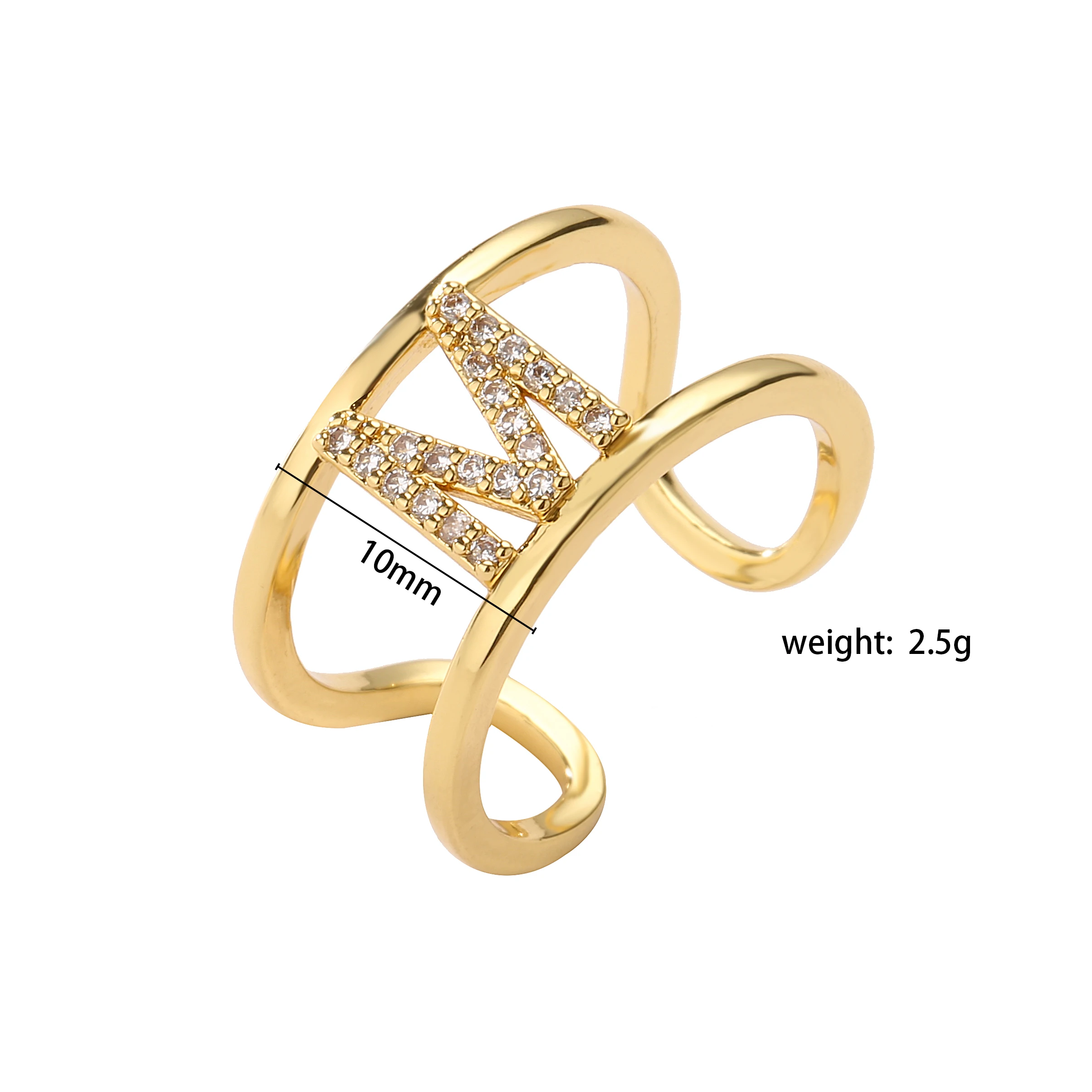 HECHENG， A-z Letter Adjustable Rings Silver Color Alphabet Initials Name Rings For Women Birthday Gifts Party Jewelry Wholesale