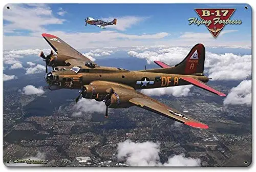 B-17 Flying Fortress Metal Tin Sign, Wall Decorative Sign 8x12 inch Tin Sign