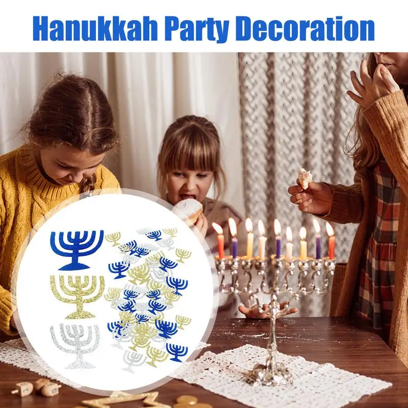 Happy Hanukkah Decorations 50pcs Non Woven Centerpieces Hanukkah Table Decorations Hanukkah Table Centerpiece Sign Rustic Tiered